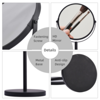 Miroir de courtoisie rond personnalisé avec logo, double face, de table, avec fonction grossissante, miroir de table autoportant