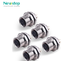 Conector Hembra Recto Codificado M12 de 4 Pines, IP67 Impermeable, para Panel Trasero, Tipo Soldadura, Montaje en Campo, Sensor