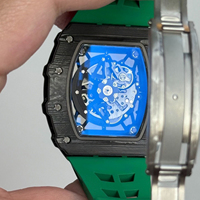 Montre mécanique automatique à tourbillon 3502, boîtier en fibre de carbone, montre pour homme, lumière nocturne, étanche, vente chaude