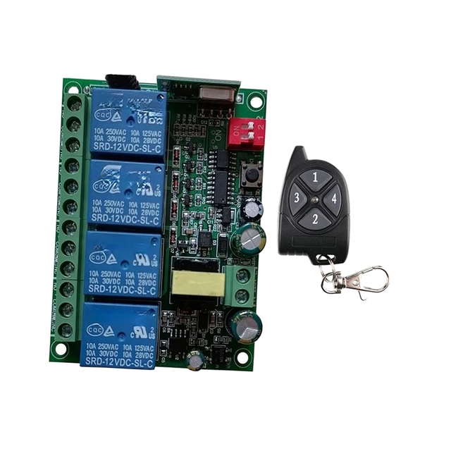 AC110V 220V 230V Wireless Relay Receiver Controller 4CH 4-Channel 433MHz Rf Remote Switch for Garage Door LED Bulb