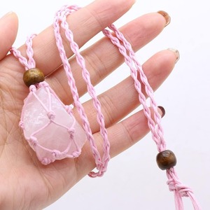 Collar de piedra natural tejido a mano con malla, collar de cuerda colorida con piedra en bruto, cristal, gran gema para hombres y mujeres - Product Image 3
