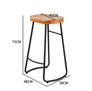 Muebles comerciales modernos Patas de metal y techo de madera Mesa larga de comedor de cocina con poste alto de madera para bares - Product Image 5