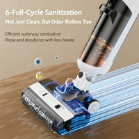 Aspirateur sans fil auto-nettoyant 180° à moteur sans balais, filtration HEPA, pour usage domestique, hôtelier et extérieur