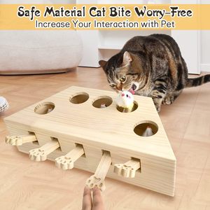 Gioco Interattivo di Lusso in Legno per Gatti: Scatola Puzzle Whack a Mole, Gioco di Caccia per Gattini da Interno, Esercizio Mentale e Allenamento IQ - Product Image 5