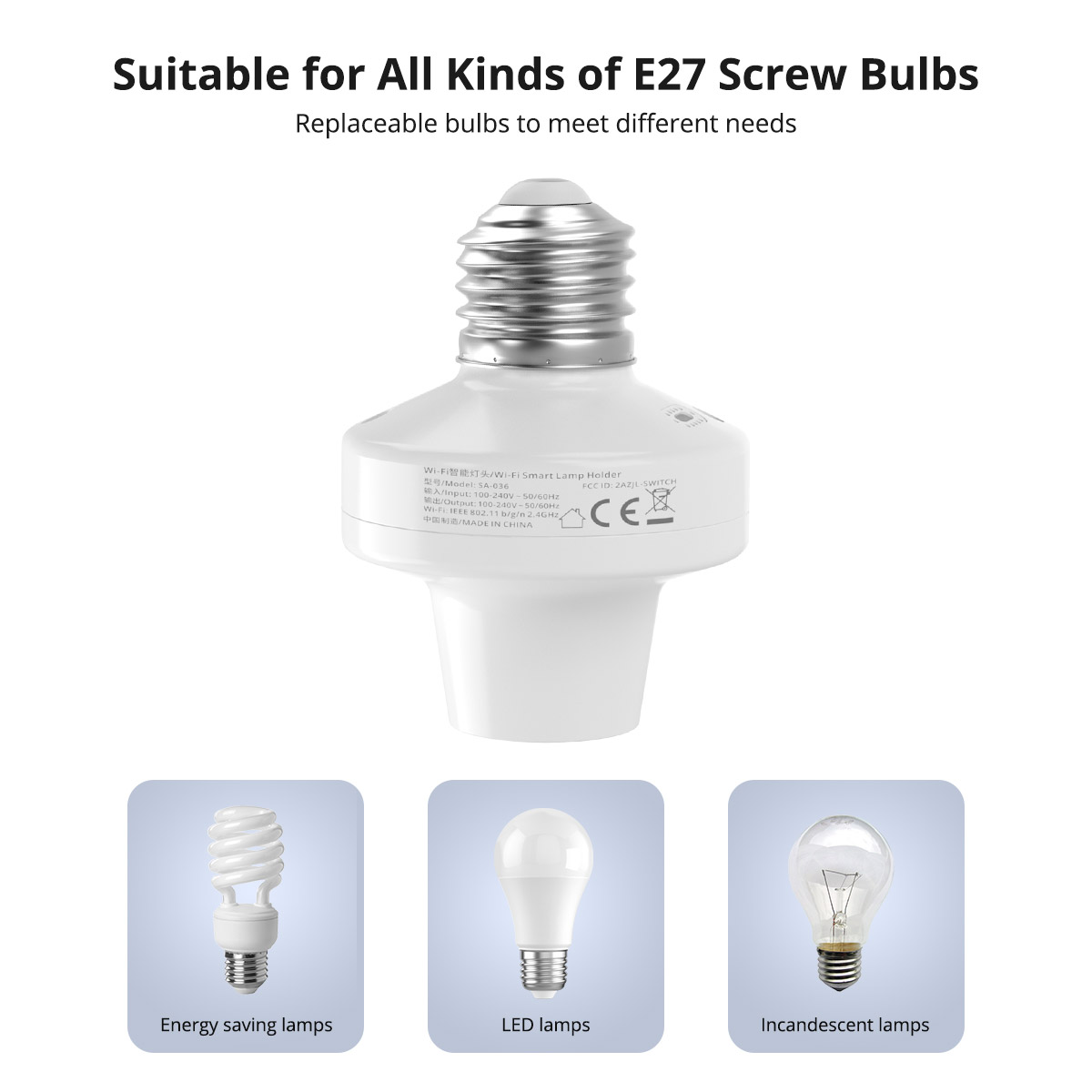 Wifi E27 Lamp Holder Base Smart Bulb Adapter - Voice Control