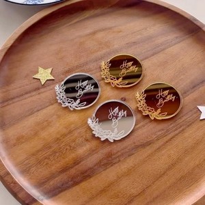 ท็อปเปอร์อะคริลิคตกแต่งเค้กน้ำผึ้งและรสหวาน ลายพวงดอกไม้ สุขสันต์วันเกิด ของตกแต่งเค้กสำหรับงานวันเกิด - Product Image 1