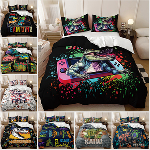 Juego de Ropa de Cama <span class=keywords><strong>Infantil</strong></span> Feelyou con Diseño de Dinosaurios de Dibujos Animados, Funda Nórdica con Diseño de Dinosaurios de la Selva para Decoración de Habitaciones - Product Image 3