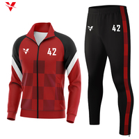Survêtements de Sport d'Hiver Noirs Zippés avec Logo Personnalisé par Sublimation ou Broderie, Collection Designer pour Hommes Wx25702