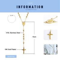 Perline di preghiera religiosa in acciaio inossidabile placcato oro vergine maria pendente croce collana rosario cattolico