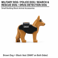Mini Blocs de Construction MOC - Modèle de Chien Militaire K9 - Briques et Accessoires pour Figurines de Soldats - Jouets de Chien de Chasse et de Sauvetage