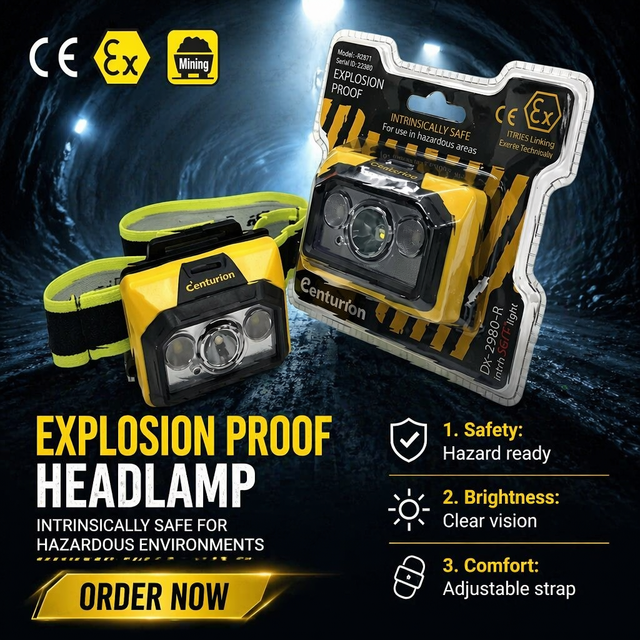 EX-2980 Intrinsically Safe LED Head Light 330620 4.5V 1.8W Explosion Proof IP67 Rated Head Torch Safety ATEX CE Certified