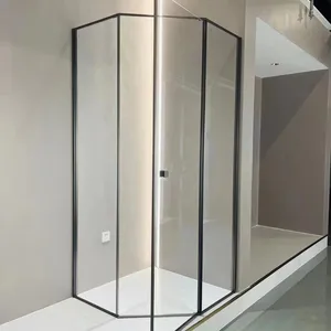 Charnière murale de porte de douche en verre en acier inoxydable, Double ouverture à l'intérieur et à l'extérieur de la salle de douche en verre