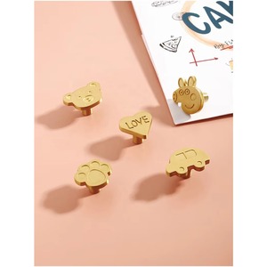 Poignées de tiroir et de placard pour meubles d'enfants, motif animal de dessin animé, forme <span class=keywords><strong>cochon</strong></span> doré, mignonnes, pour chambre à coucher, armoire, placard, quincaillerie de tirage - Product Image 4