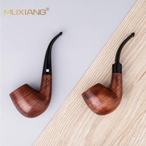 Muxiang Wooden Tobacco Pipe Bent Shape Acrylic Mouthpiece Handmade Smoking Pipe - Product Image 3