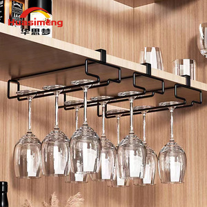 Huasimeng Inverted Wine Glass Rack Wall Mounted No Drilling Required 10-24 Stemware Capacity Cabinet Hanging Holder - Product Image 1