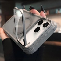 Coque de téléphone antichoc transparente en TPU et PC avec support magnétique pour appareil photo pour iPhone 17 16 15 14 13 12 11 Pro Max