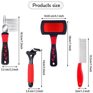 Set di 4 pezzi pettine in acciaio <span class=keywords><strong>per</strong></span> animali domestici <span class=keywords><strong>per</strong></span> la toelettatura di cani e gatti <span class=keywords><strong>spazzola</strong></span> <span class=keywords><strong>per</strong></span> barboncini e rastrello <span class=keywords><strong>per</strong></span> la pulizia - Product Image 4