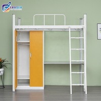 Dortoir d'université pour adultes, lit superposé en acier, appartement d'étudiant, armoire en acier, bureau et casier bon marché