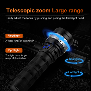 WOSEN 70W สีขาวไฟ LED สว่างพิเศษกันน้ำ IP66 ไฟฉายยุทธวิธี 1000M + ระยะลำแสงปรับโฟกัสได้แบบชาร์จไฟได้ - Product Image 5