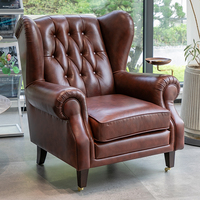 Fauteuil individuel de style américain, chaise tigre rétro de style européen pour salon, en cuir de vachette avec boucle, idéal pour hôtel ou comme chaise de cigare.