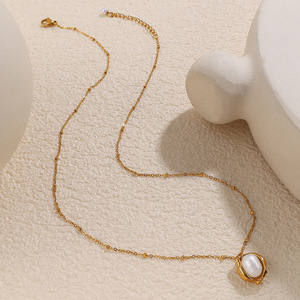 Collar de Perlas de Agua Dulce con Baño de Oro de 18k, Cadena para Clavícula, Colgante Minimalista para Uso Diario, Grado AA, Engaste en Bisel - Product Image 2