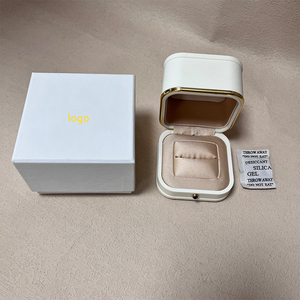 Custom Logo Square PU Leather <b>Ring</b> <b>Box</b> Gold Metal Edge Snap Button Engagement <b>Proposal</b> Jewelry Gift <b>Box</b> - Product Image 4