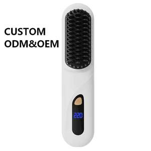 Nouveau lisseur et <span class=keywords><strong>brosse</strong></span> à <span class=keywords><strong>cheveux</strong></span> sans fil portable en céramique LED à ions négatifs, double usage 2 en 1, avec alimentation par batterie, pour la maison - Product Image 2