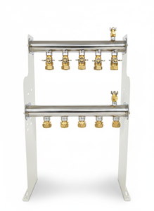 Collecteur d'eau chaude en acier inoxydable à 5 boucles GHNOR5p pour système de chauffage radiant par le sol hydronique, séparateur d'eau - Product Image 3