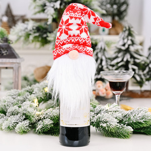 Housse de bouteille de vin <span class=keywords><strong>Gnome</strong></span> de Noël – 4 styles – <span class=keywords><strong>Pull</strong></span> tricoté Père Noël <span class=keywords><strong>Gnome</strong></span> pour la décoration de la maison et des fêtes - Product Image 4