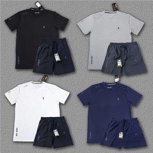 T-shirt sportif à manches courtes en soie glacée pour hommes, coupe ajustée, séchage rapide, évacuation de l'humidité, respirant, haute élasticité, été T55 - Product Image 1