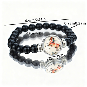 <span class=keywords><strong>Bracelet</strong></span> <span class=keywords><strong>élastique</strong></span> perlé en verre noir romantique pour femme, style peinture aquarelle, bijoux <span class=keywords><strong>animaux</strong></span> personnalisés, vente en gros - Product Image 2