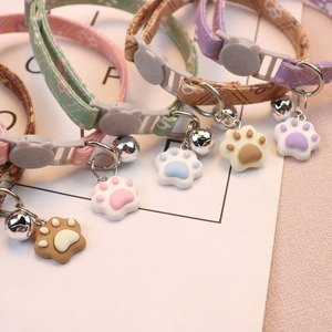 Cartoon Pet Collars With Paw Pendants Soft Polyester Cotton For Small Medium Cats <b>Dog</b> Collars Wholesale - Product Image 3