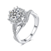 Bague de mariage pour femme en argent sterling S925, couleur D VVS, diamant Moissanite 1CT/2CT, style royal, sertissage à quatre griffes, best-seller