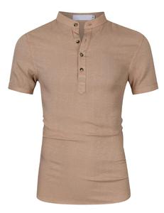 Logo personalizzato Plain <span class=keywords><strong>Polo</strong></span> <span class=keywords><strong>camicia</strong></span> uomo abbigliamento uomo <span class=keywords><strong>lino</strong></span> collo mandarino <span class=keywords><strong>camicia</strong></span> in cotone - Product Image 3