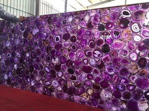 Stonelink, losas de piedras preciosas semipreciosas de ágata púrpura pulida translúcida con retroiluminación Natural personalizada para azulejos, tapas de tocador - Product Image 6