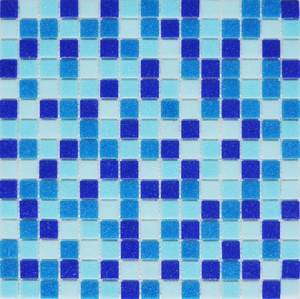 Mosaïque de piscine en verre mélange bleu carré 300x300mm, fusion à chaud - Product Image 5
