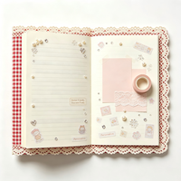 Carnet de notes personnalisé en lin à carreaux rouges avec bordure en dentelle, couverture rigide, idéal pour scrapbooking et cadeaux