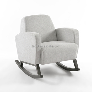 Fauteuil à bascule en bois gris pour bébé, avec assise individuelle en tissu, idéal pour l'allaitement, directement de l'usine - Product Image 6