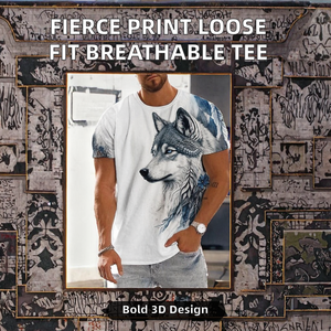 Camiseta de Manga Corta para Hombre, Diseño 3D, Corte Holgado, Estampado de Bestia Feroz, Transpirable, Poliéster/Algodón 180g, Nueva - Product Image 2