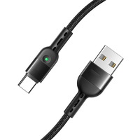 Kabel Data gulungan keriting, kabel Data dengan lampu LED tipe-c USB pengisian cepat Pilin nilon pegas Spiral