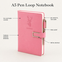 Carnet en cuir A5 cousu, 80 feuilles, avec attache pour stylo, carnet en cuir avec logo personnalisé, cadeau d'entreprise, fabrication en usine
