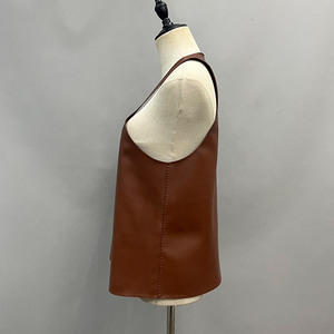 Jancoco New Design Genuine Sheepskin Leather Vest Custom U-neck Breathable Leather <strong>Waistcoat</strong> <strong>for</strong> <strong>Women</strong> - Product Image 2