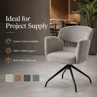 Silla de Comedor Giratoria Premium con Respaldo Abierto, Tapizada en Bouclé, Base Curva en Forma de Estrella, Giro de 360° °   Restaurante Giratorio Rotating Oatmeal Grey Hotel