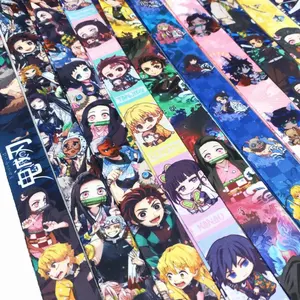 Wholesale Demon Slayer Design Lanyard Bulk Anime Neck Lanyard Sublimation Printing Polyester Lanyards With Logo