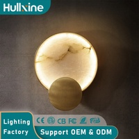 Hullxine – Lampe murale LED en marbre, en stock, vente en gros, moderne, de luxe, ronde, dorée, décorative, pour salon et chambre à coucher