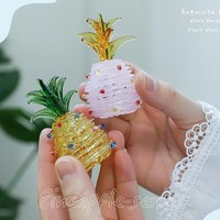 Décoration de bureau en verre soufflé artisanal en forme d'ananas, style dessin animé, pour salon, chambre à coucher, Nouvel An, marque LONGXIN