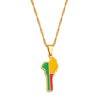 Colliers pendentifs en forme de carte du Bénin en couleur or, bijoux en acier inoxydable et cuivre pour femmes et hommes, cadeaux de mariage, style béninois # 278521