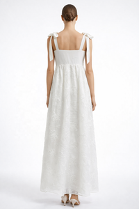 <span class=keywords><strong>Robe</strong></span> longue élégante pour femme, design original personnalisé, broderie florale blanche, bretelles à nouer, <span class=keywords><strong>robe</strong></span> de soirée de luxe pour femmes, OEM - Product Image 2