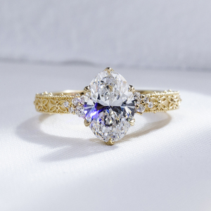 Luxus-<span class=keywords><strong>Ring</strong></span> MSR-1902 18K Gold Solitär-Verlobungsring 2CT <span class=keywords><strong>E</strong></span> VS1 Ovaler Schliff Labor-Gezüchteter Diamantring - Product Image 1