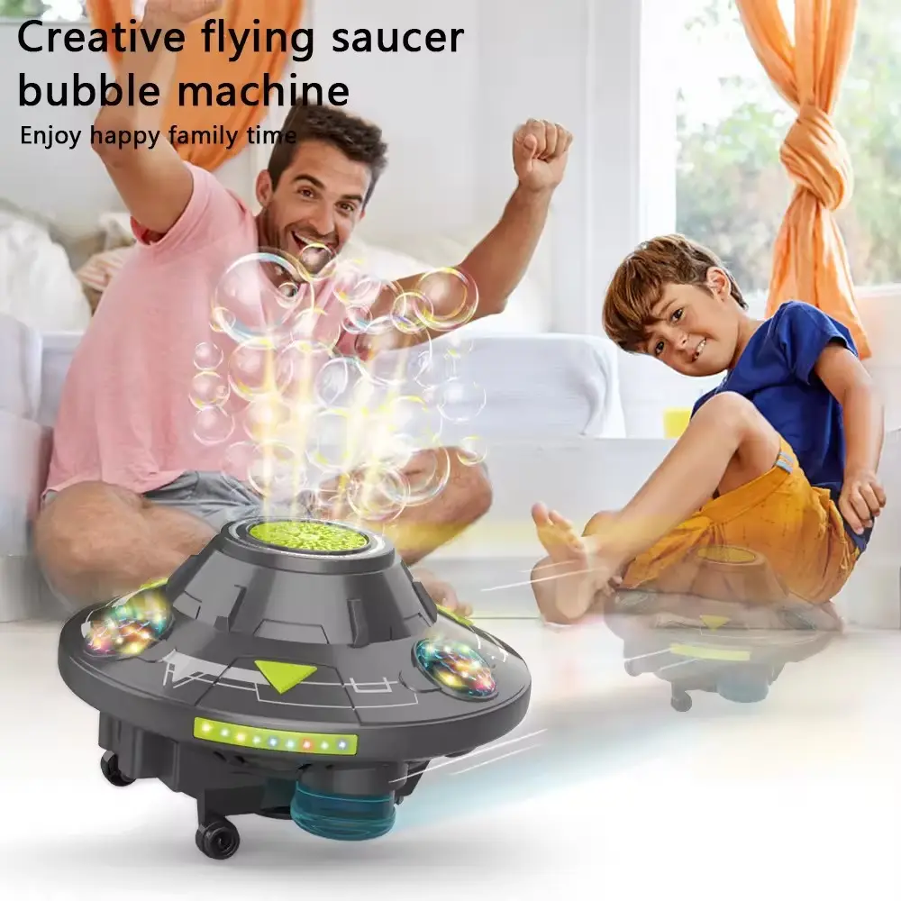 Children Automatic Rotating Bubble Blower Machine Toys Colorful Flying Saucer Soap Water Toy Cartoon Space Bubble Maker Toys